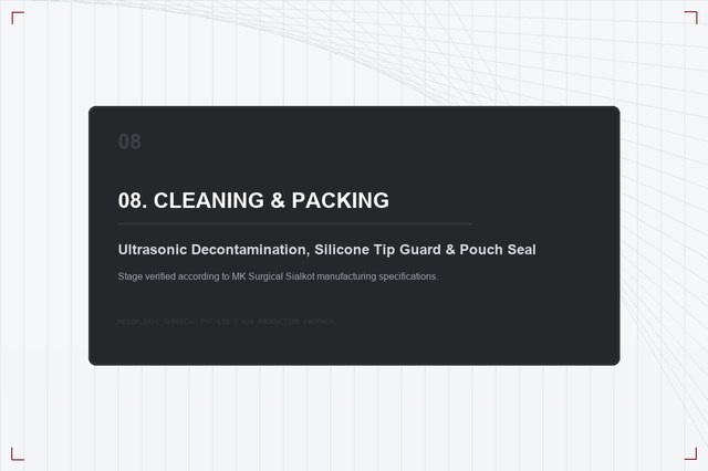 Ultrasonic cleaning, silicone tip protection and export packaging